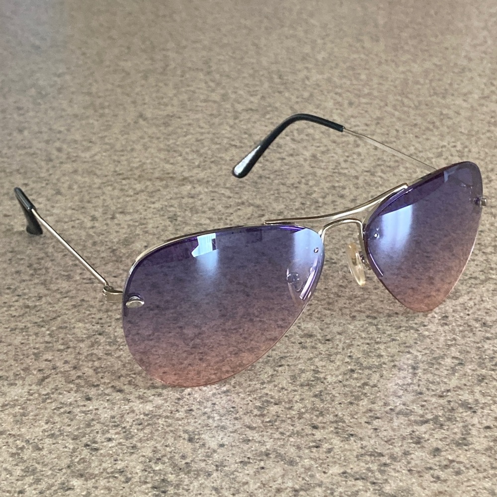 Stylish Purple Pink Ombre Gradient Y2K Aviator Sunglasses